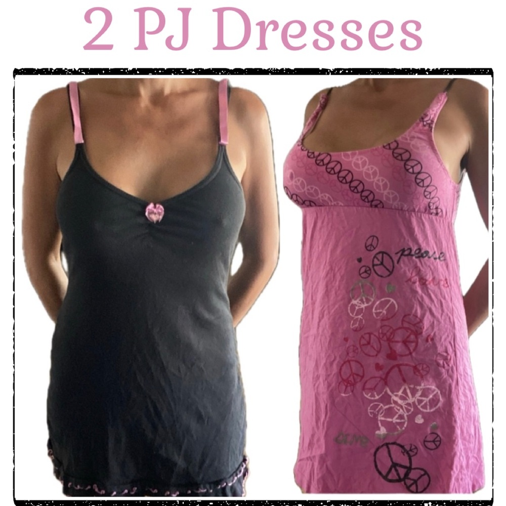 Set of Two Pink and Black PJ Dresses